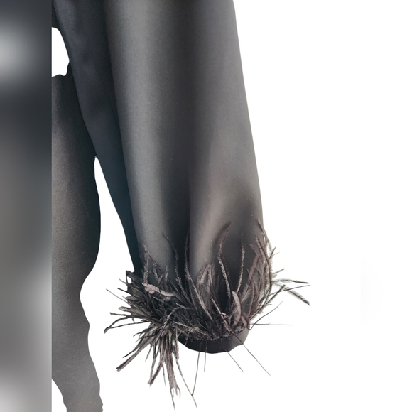 NWT Zara Black Satin Effect Feather Detail Mini Dress Size M - Picture 2 of 4